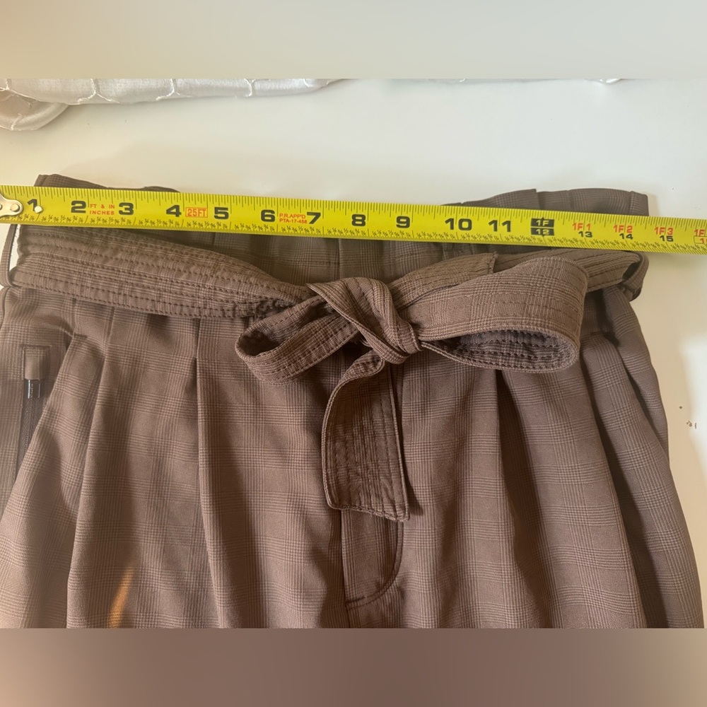 ATHLETA Women's Size 4 Skyline High Waisted Pants Brown Plaid Comfort Dress Pant - Picture 10 of 15